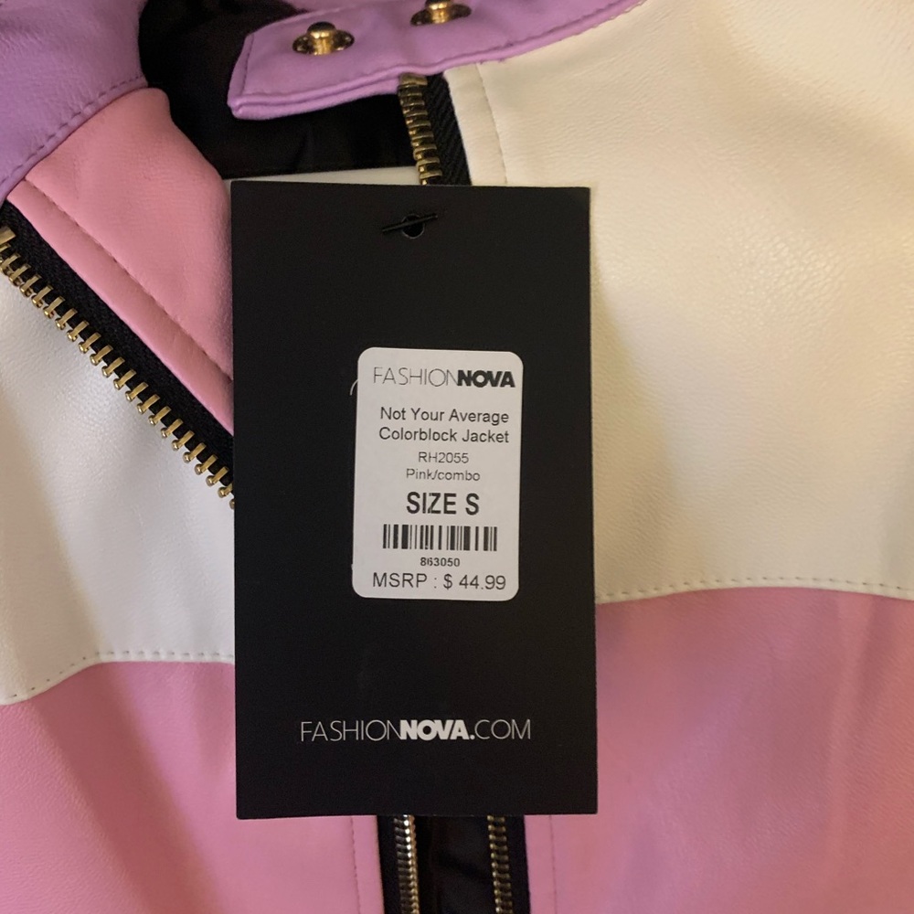 Colorblock leather jacket - Picture 3 of 5